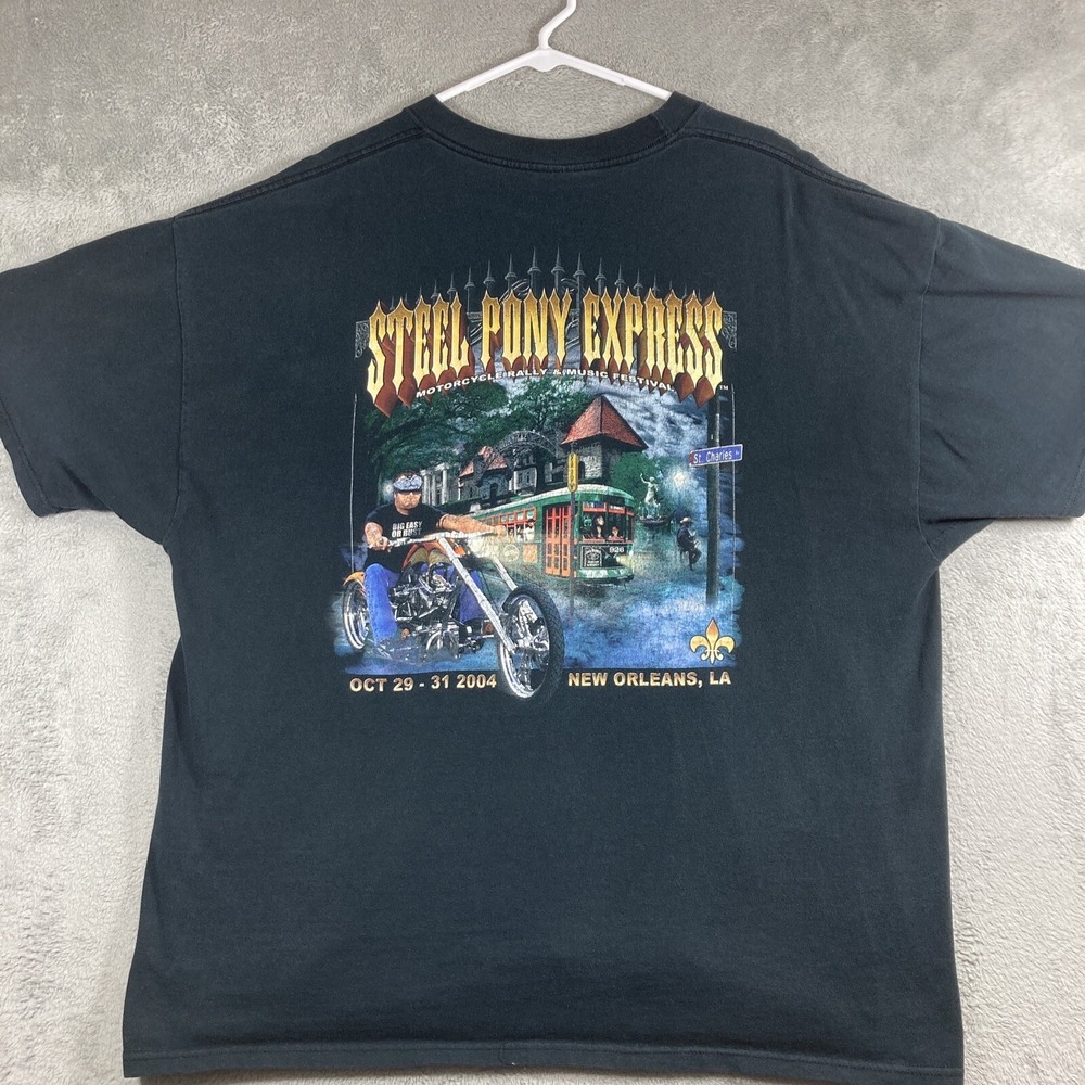 2004 Steel Pony Express Shirt Men 2XL Black Motorcycle Rally Music Festival Vtg